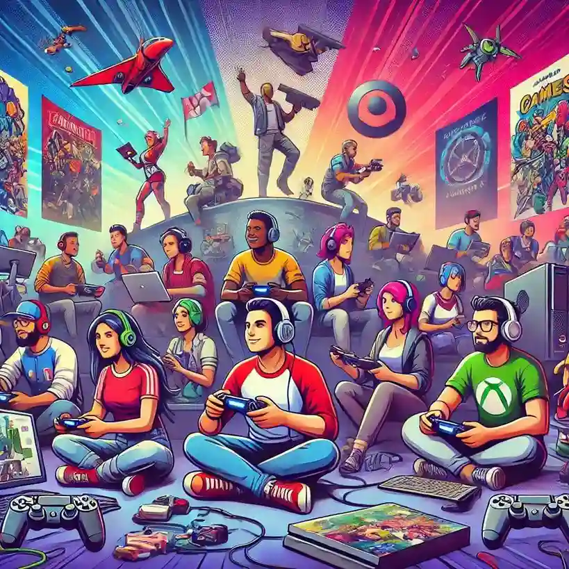 Many People sitting around gaming