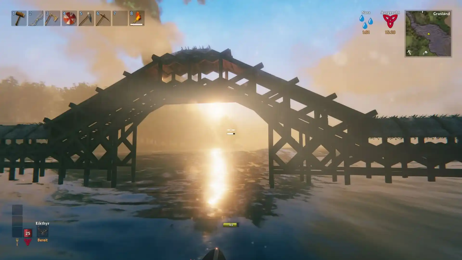 Screenshot of a self build bridge across a river