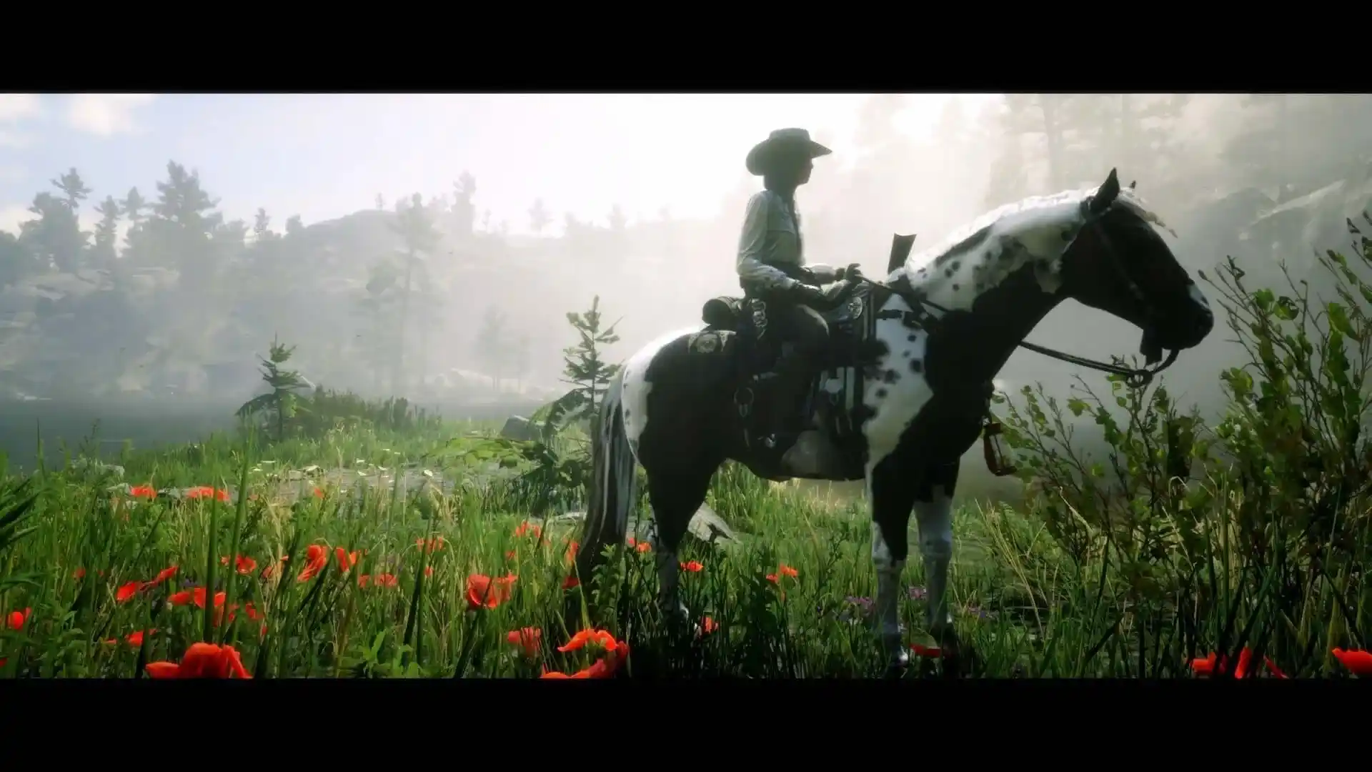 Female Character on a Horse in a lush valley